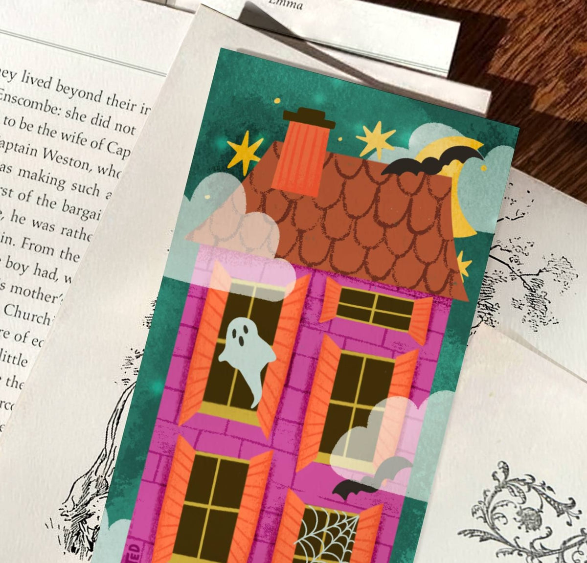 Creepy Cute Halloween Mansion and Friends Heavyweight Art Bookmark