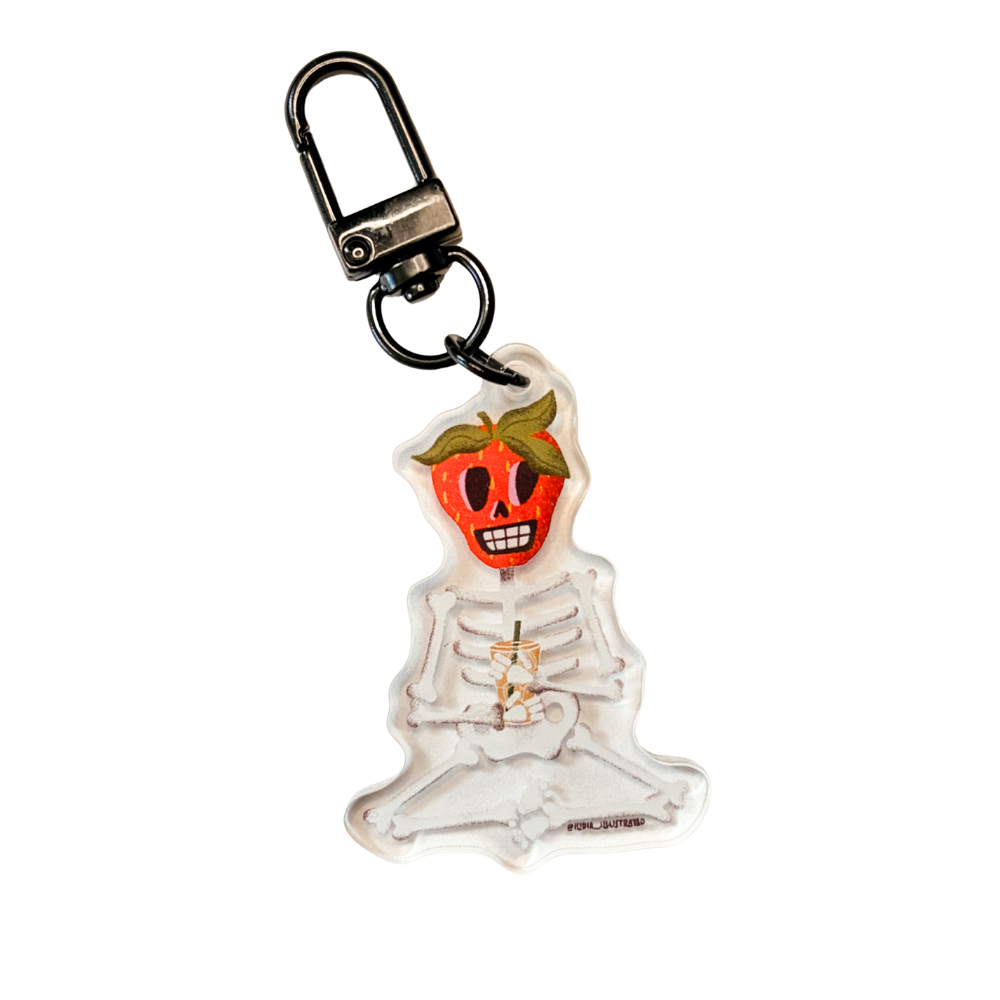 Strawberry Skelly Acrylic Keychain