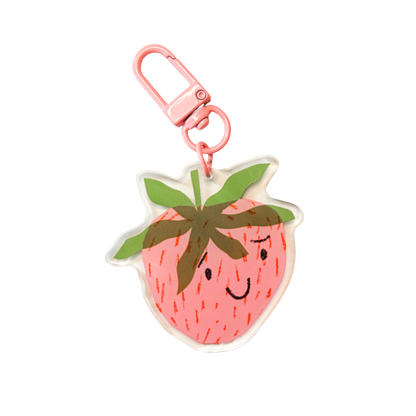 Happy Strawberry Acrylic Keychain