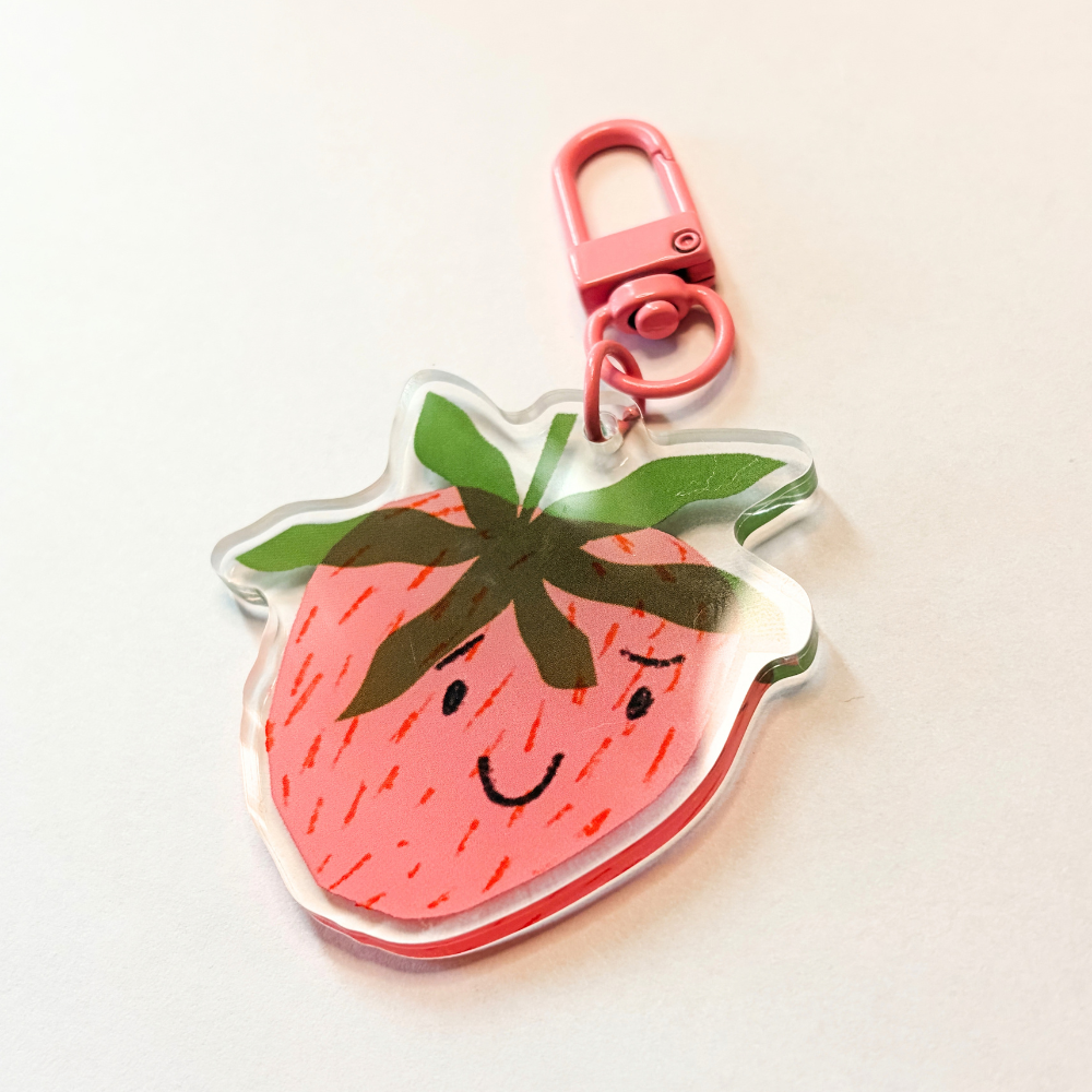 Happy Strawberry Acrylic Keychain