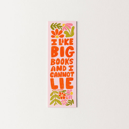 Bookmark with colorful text and floral designs on a white background