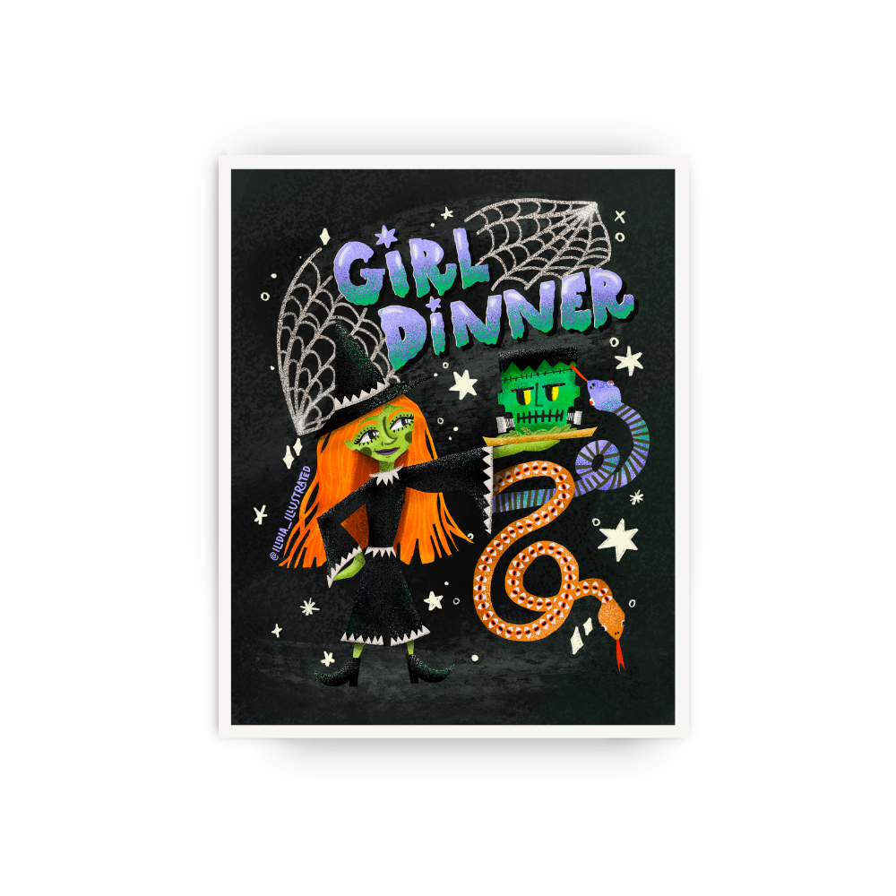 Girl Dinner Art Print, 5x7"
