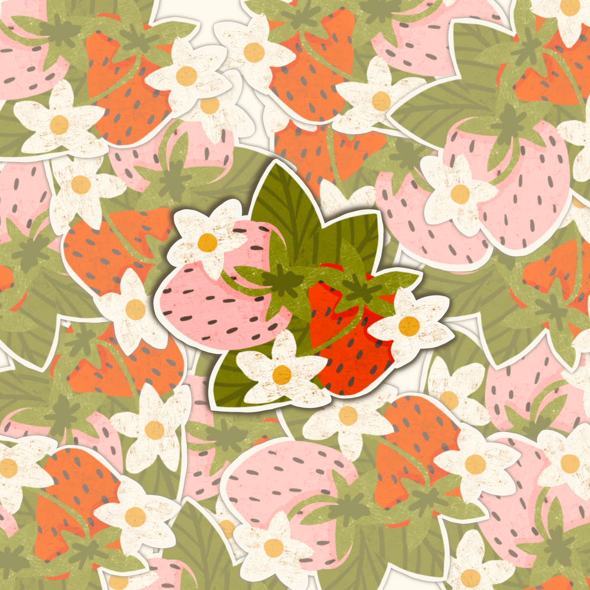 Bunch of Strawberries Vinyl Sticker (2"x1.7")
