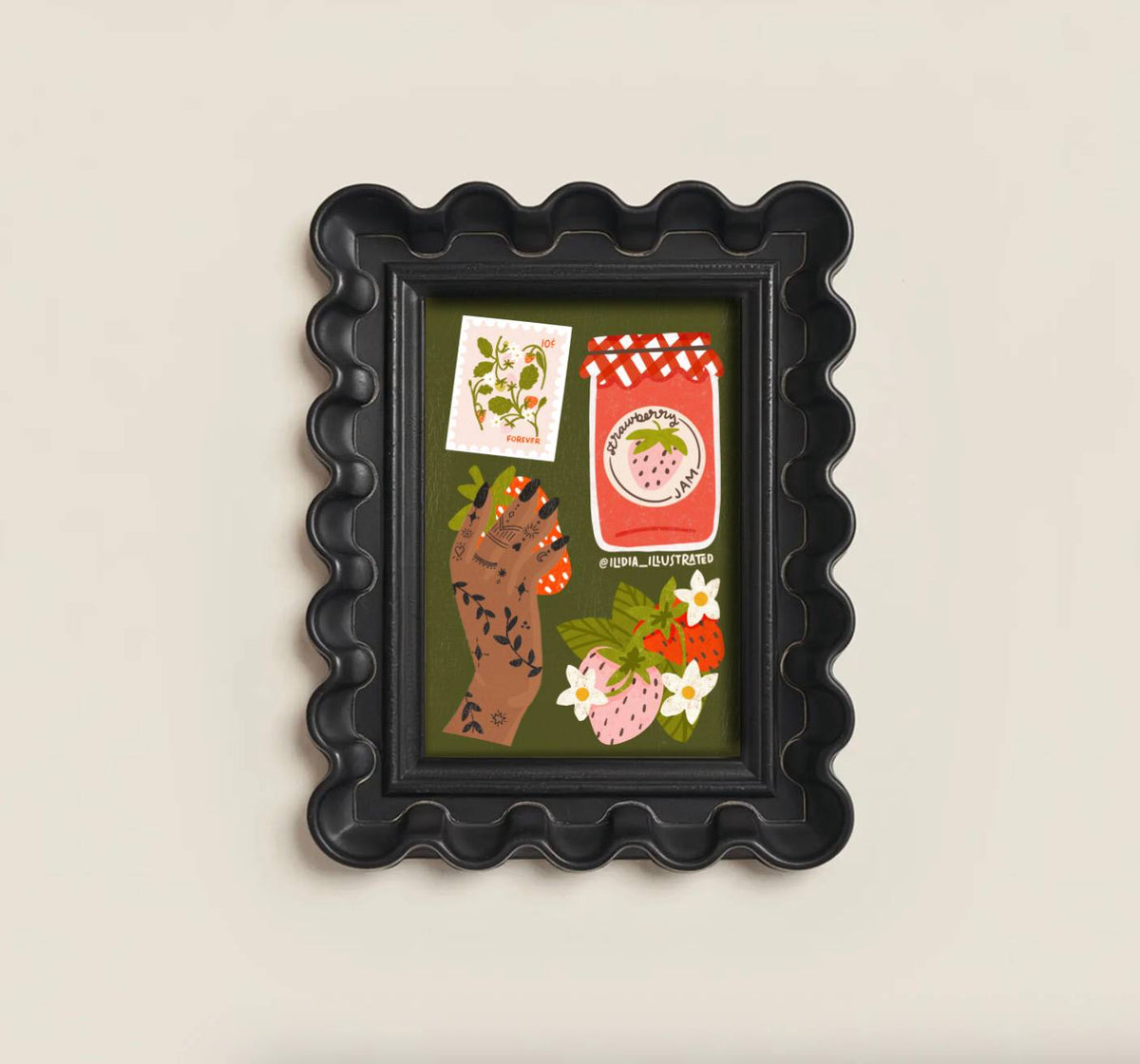 Strawberry Things Collage Art Print 5x7