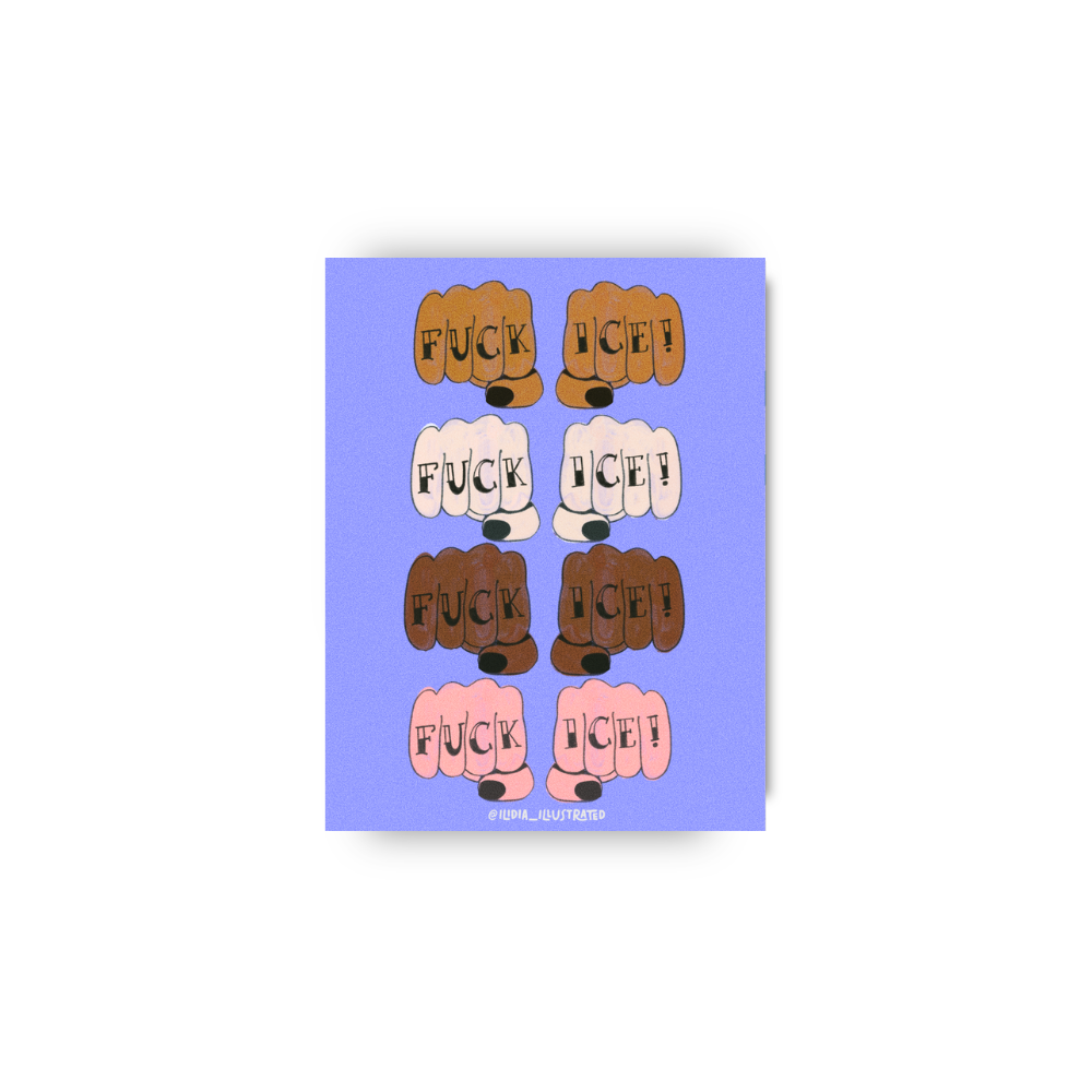 Fuck Ice Mini Art Card Print, Collectible
