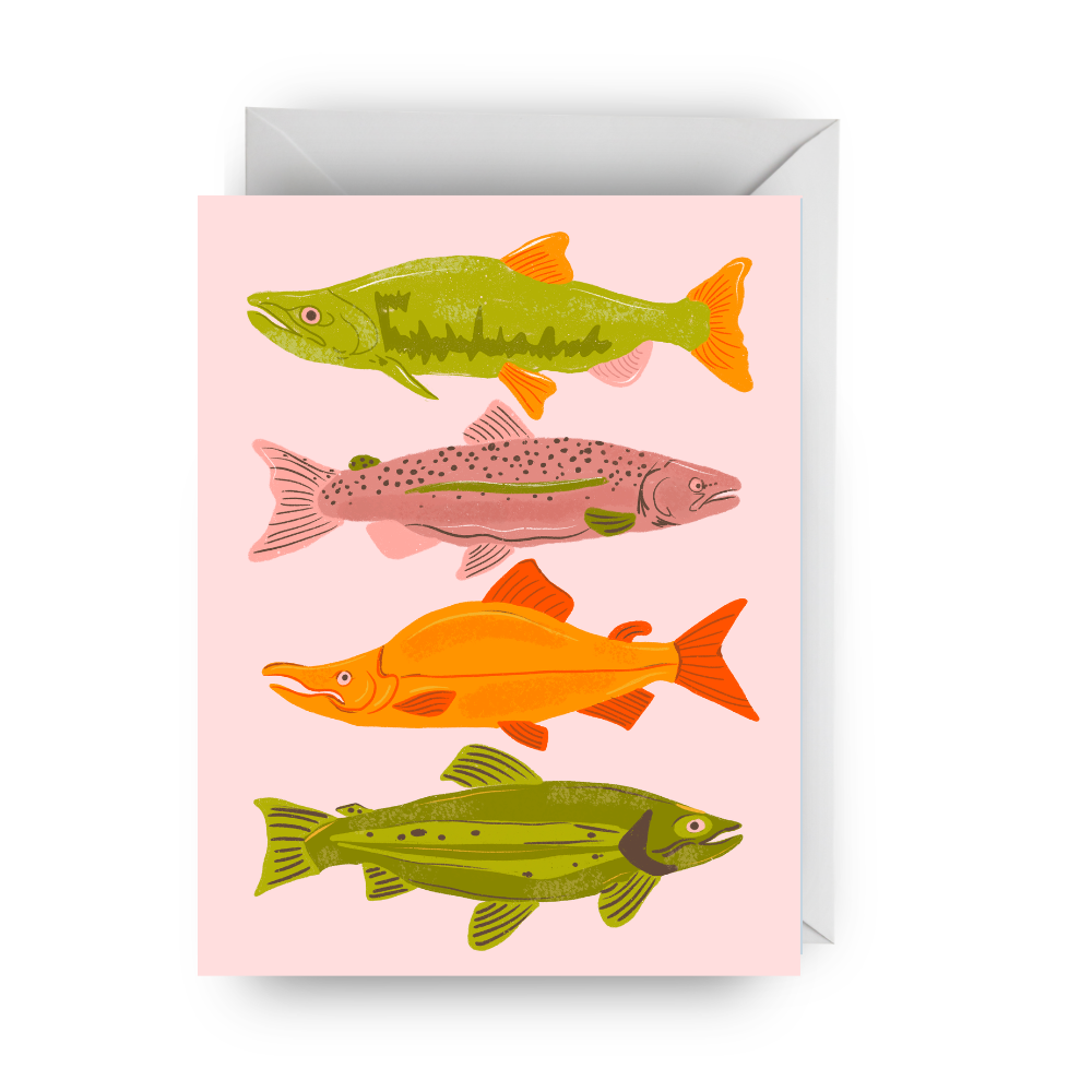 Salmon Salutations Greeting Card