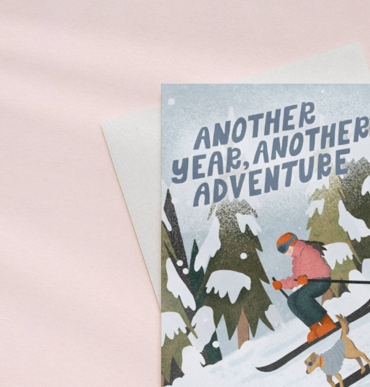 Skiing Bestie Birthday Card | Adorable Dog Ski Greeting Card - A2 (4.25x5.5)