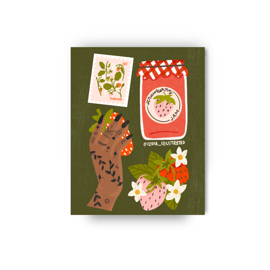 Strawberry Things Collage Art Print 5x7