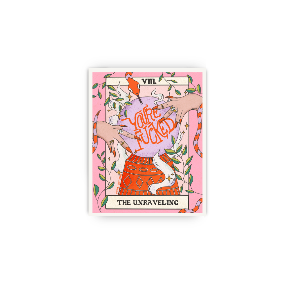 You're Fucked Tarot Mini Art Print